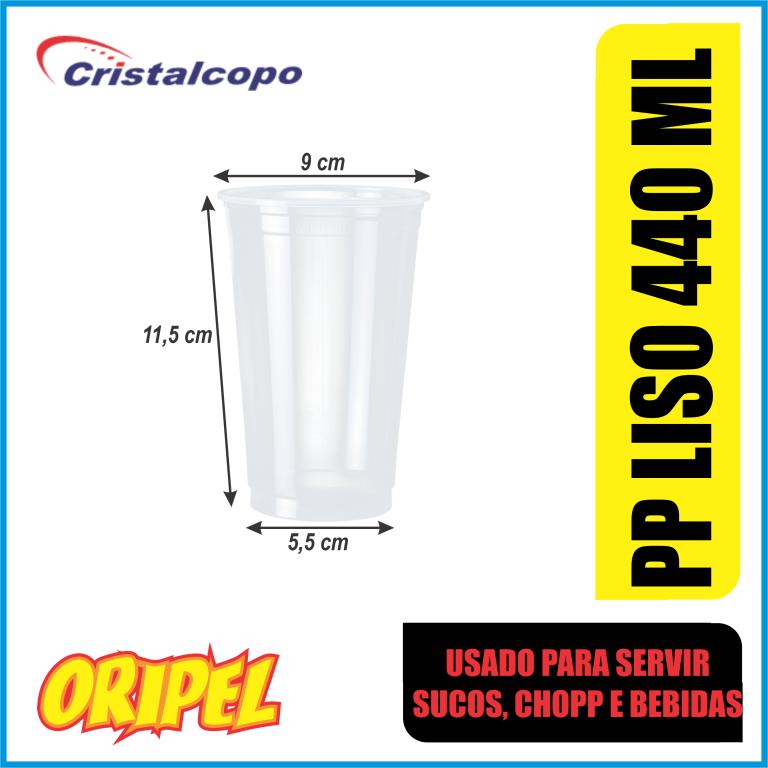 COPO PP LISO 440ML/CPM-440CR CRISTALCOPO 50 UN