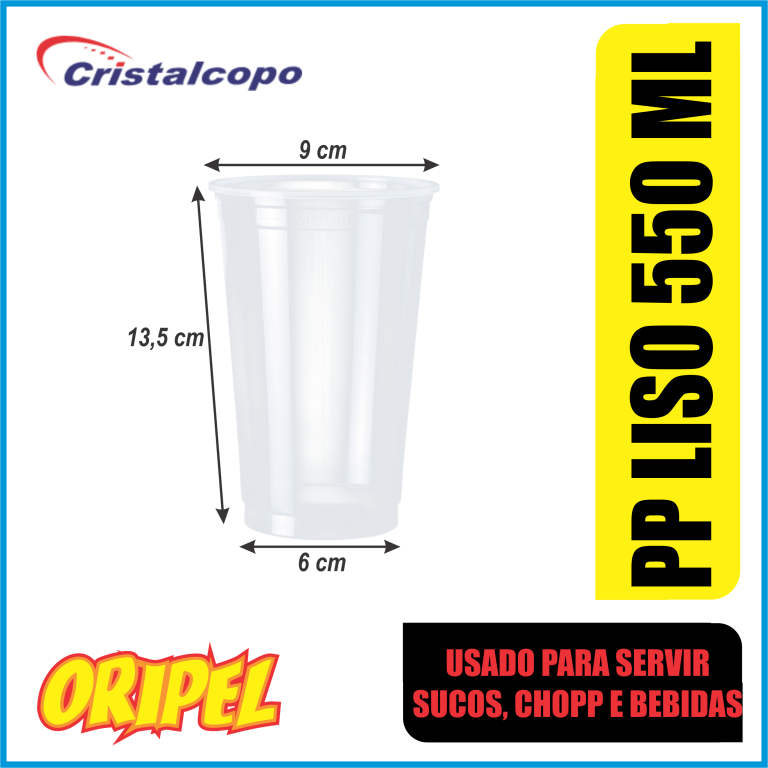 COPO PP LISO 550ML/CPM-550CR CRISTALCOPO 50 UN