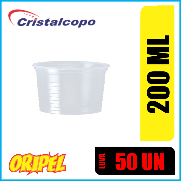 POTE TRANSPARENTE 200ML P-200TR CRISTALCOPO 50 UN