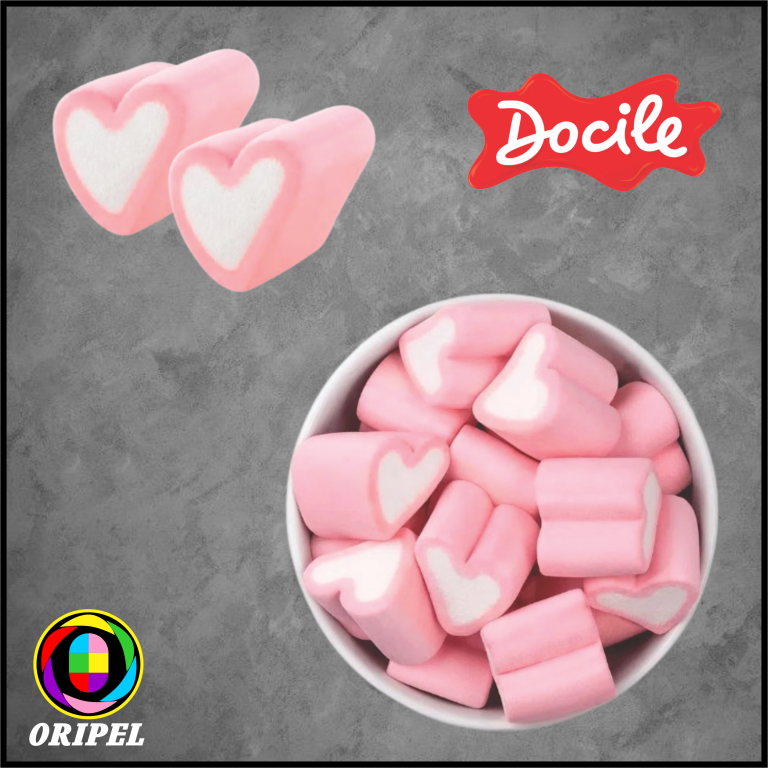MARSHMALLOW CORAÇÃO MORANGO DOCILE 250G