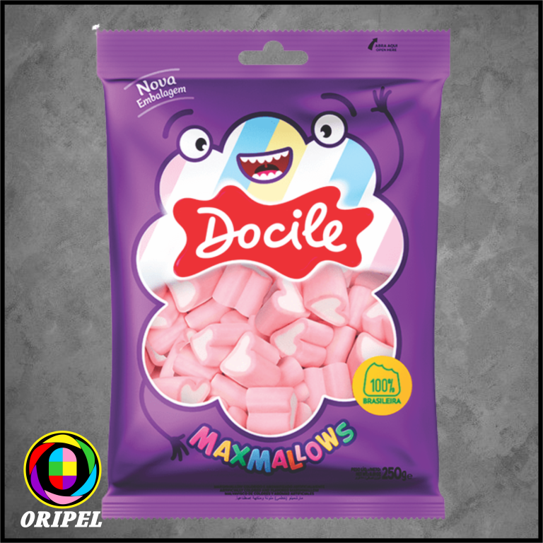 MARSHMALLOW CORAÇÃO MORANGO DOCILE 250G