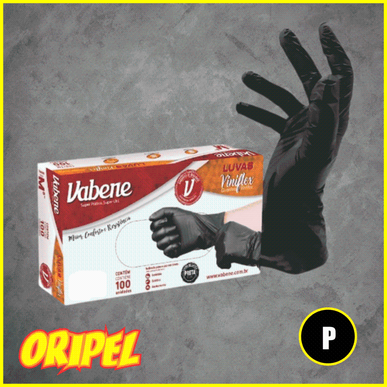 LUVA VINIFLEX PRETA/P VABENE 100UN