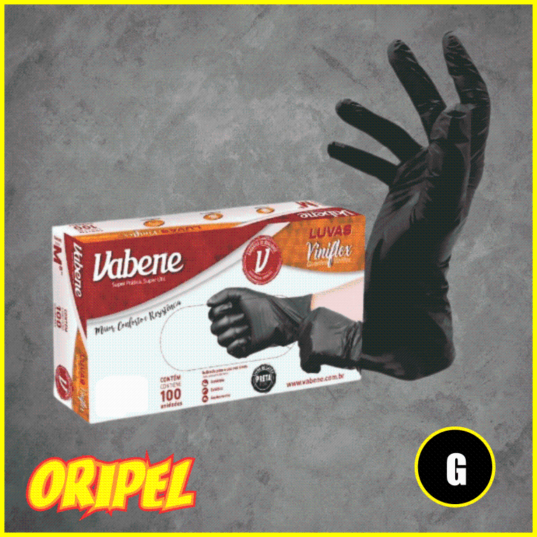LUVA VINIFLEX PRETA/G VABENE 100 UN