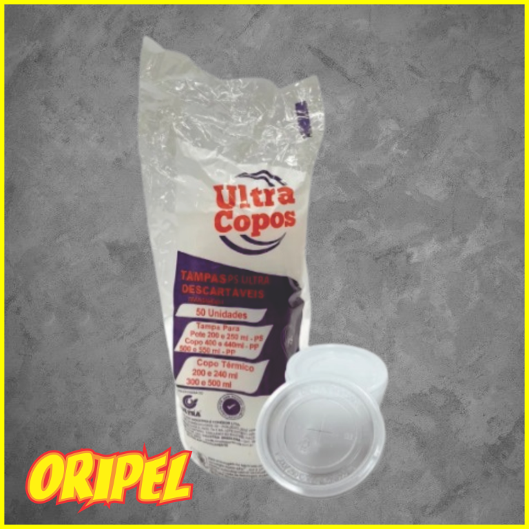 TAMPA PS S/FURO P/ISOPOR 240/300ML ULTRACOPOS 50 UN