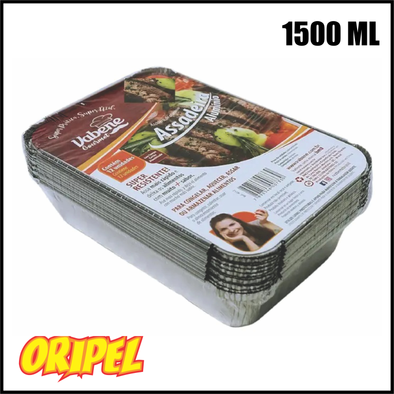 ASSADEIRA ALUMINIO RETANGULAR 1500ML VABENE 12 UN
