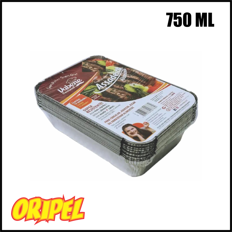 ASSADEIRA ALUMINIO RETANGULAR 0750ML VABENE 12 UN