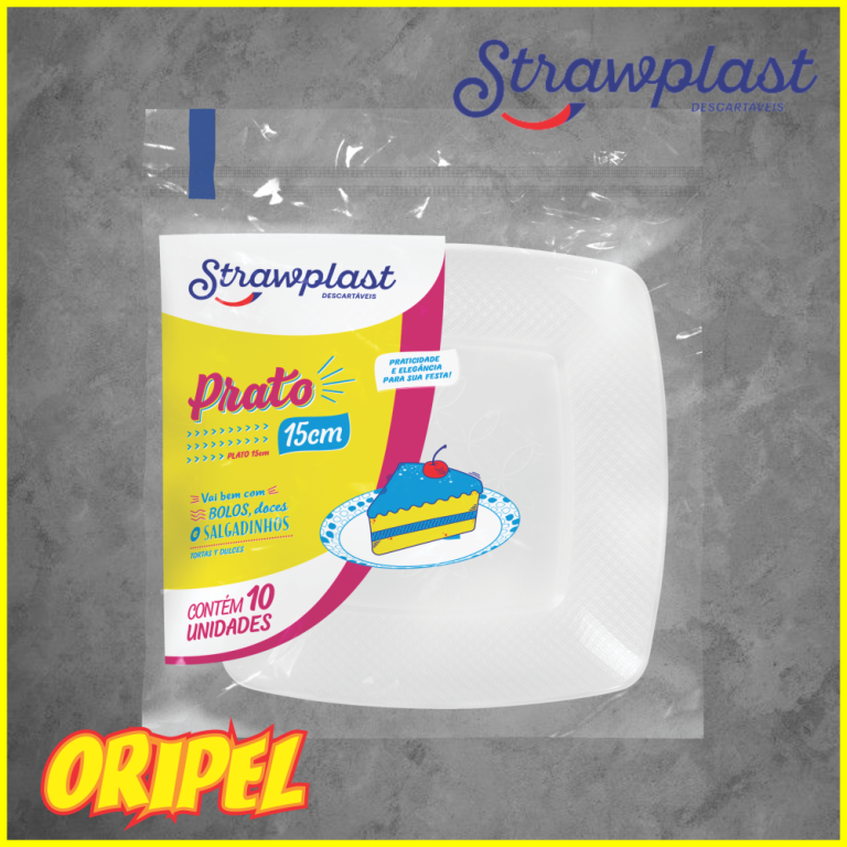 PRATO QUADRADO 15CM/BRANCO STRAWPLAST 10 UN