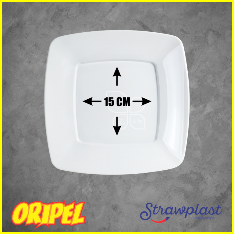 PRATO QUADRADO 15CM/BRANCO STRAWPLAST 10 UN