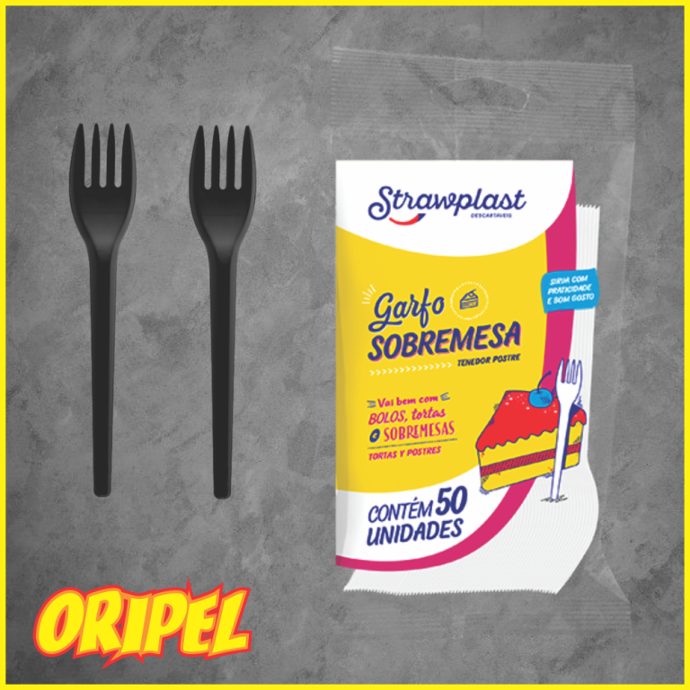 GARFO SOBREMESA/PRETO STRAWPLAST 50 UN