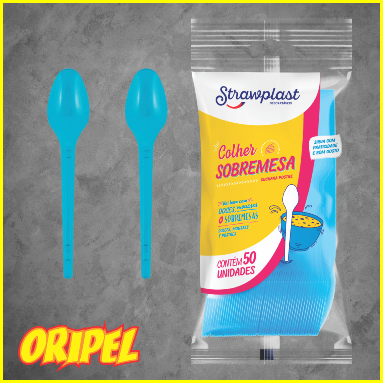 COLHER SOBREMESA/AZUL CLARO STRAWPLAST 50 UN