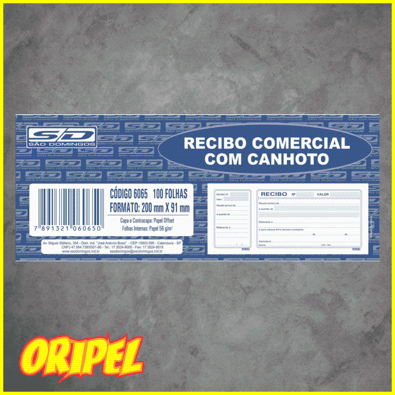 RECIBO COMERCIAL C/CANHOTO SAO DOMINGOS 50 FLS