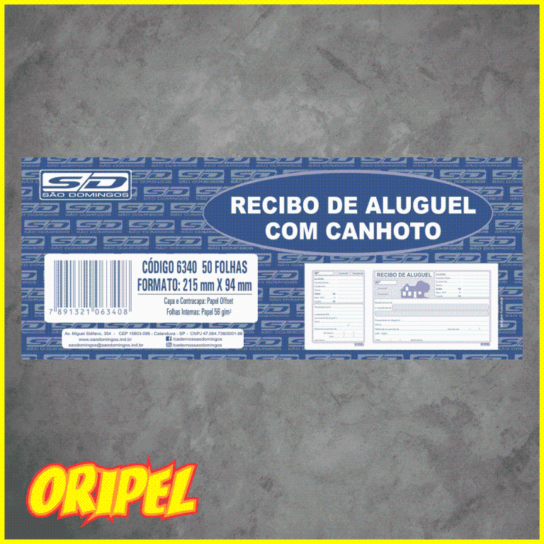 RECIBO ALUGUEL C/CANHOTO SAO DOMINGOS 50 FLS