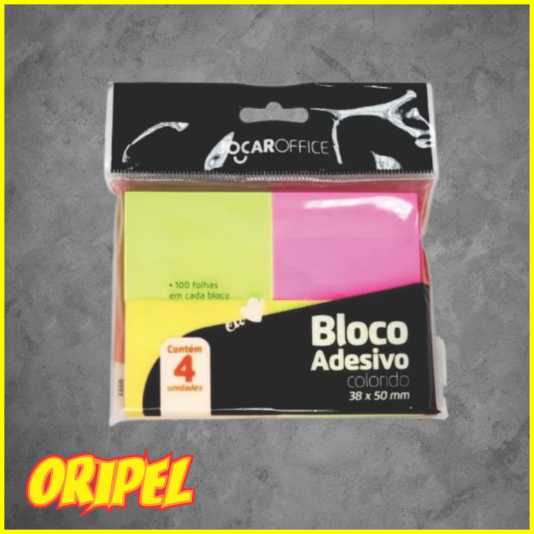 BLOCO ADESIVO NEON 38X50MM JOCAR OFFICE 4X100FLS