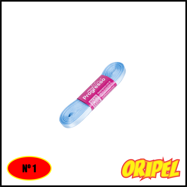 FITA CETIM POLIESTER 07MM AZUL BEBE/212 PROGRESSO 10 MTS