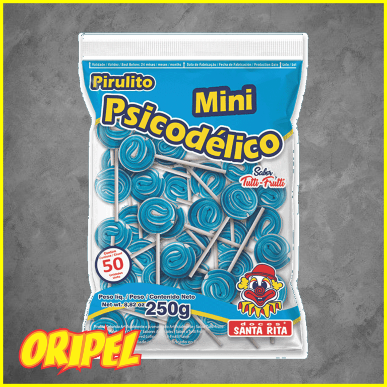 PIRULITO MINI PSICODELICO AZUL SANTA RITA ±50UN/250G