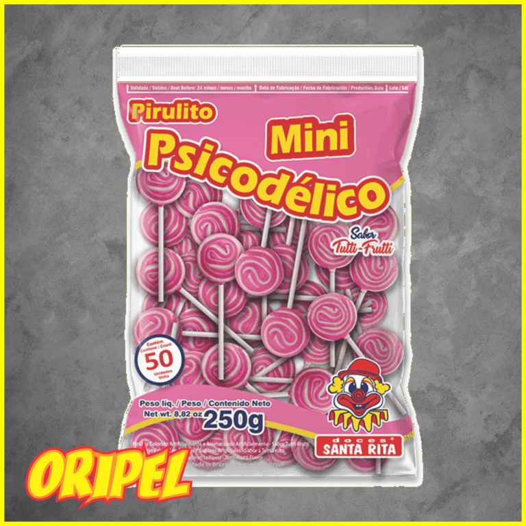 PIRULITO MINI PSICODELICO ROSA SANTA RITA ±50UN/250G