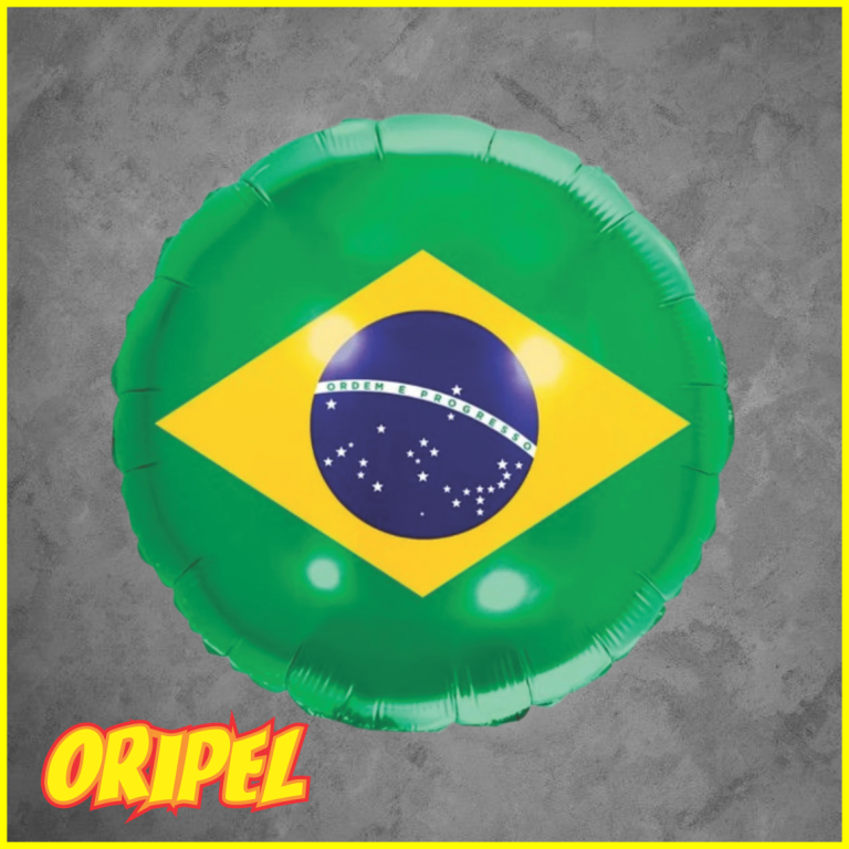 BALÃO METALIZADO 45CM REDONDO BANDEIRA/COPA MAKE+