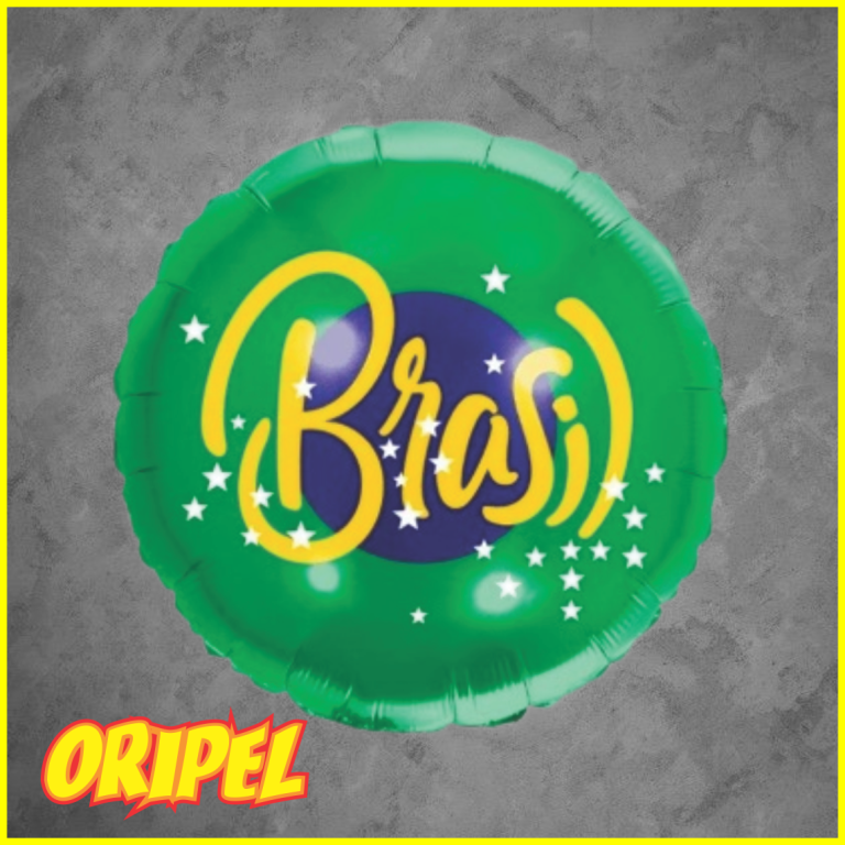 BALÃO METALIZADO 45CM REDONDO BRASIL/COPA MAKE+