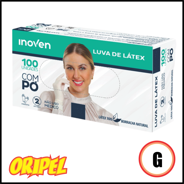 LUVA LATEX COM PÓ/G (9) INOVEN 100 UN