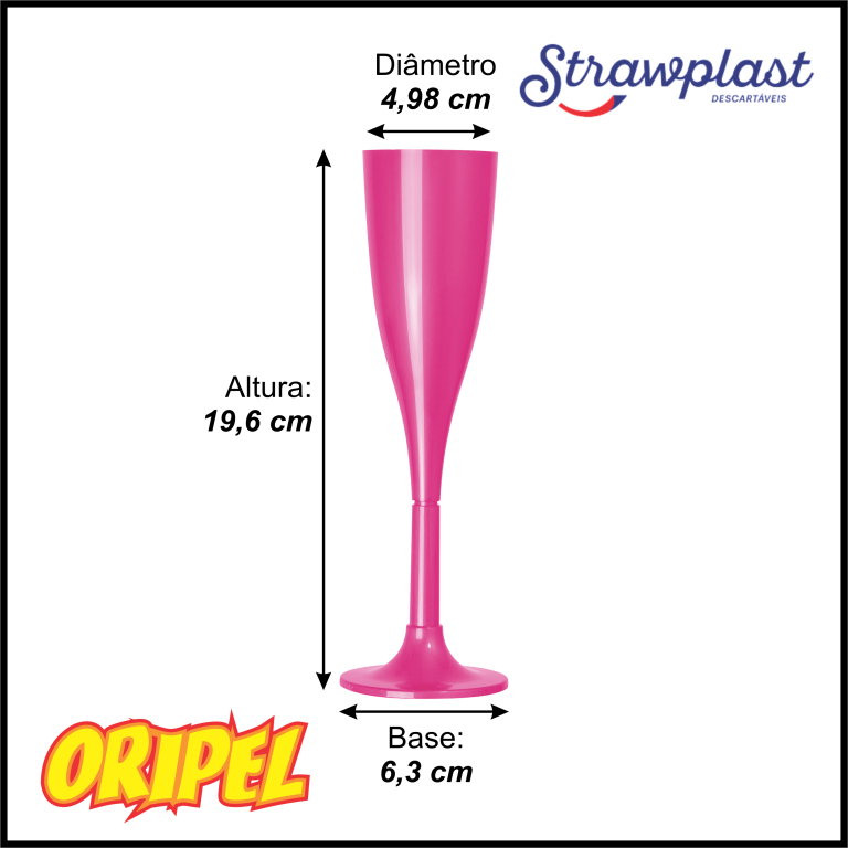 TAÇA CHAMPAGNE 120ML/ROSA PINK STRAWPLAST 4 UN