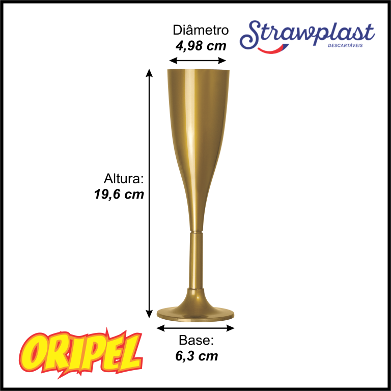 TAÇA CHAMPAGNE 120ML/DOURADA STRAWPLAST 4 UN