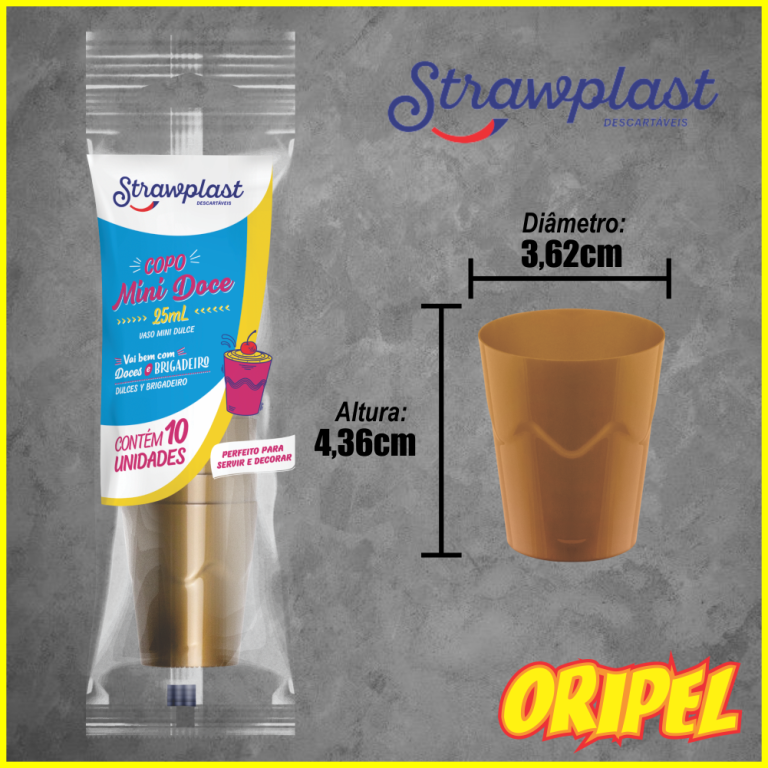 COPO 25ML MINI DOCE DOURADA STRAWPLAST 10 UN