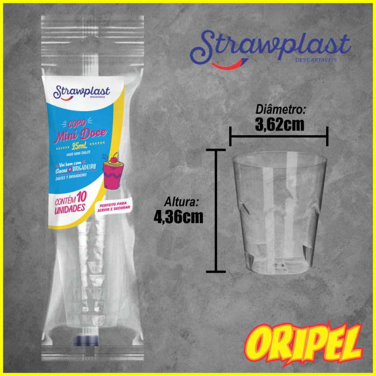 COPO 25ML MINI DOCE CRISTAL STRAWPLAST 10 UN