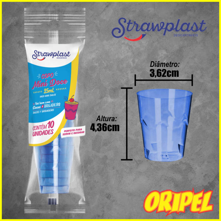 COPO 25ML MINI DOCE AZUL NEON STRAWPLAST 10 UN