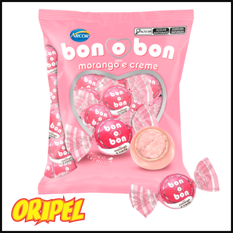 BOMBOM BONOBON MORANGO E CREME ARCOR 50UN/750G