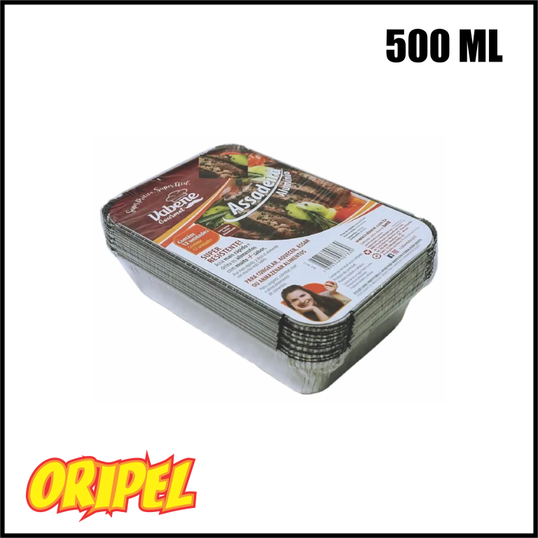 ASSADEIRA ALUMINIO RETANGULAR 0500ML VABENE 12 UN