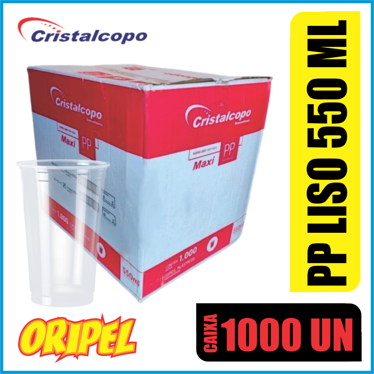 COPO PP LISO 550ML/CPM-550CR CRISTALCOPO 1000UN