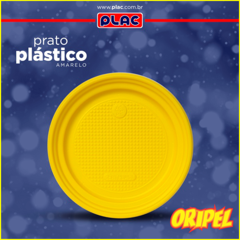 PRATO PLASTICO 15CM AMARELO PLASTIK 10UN
