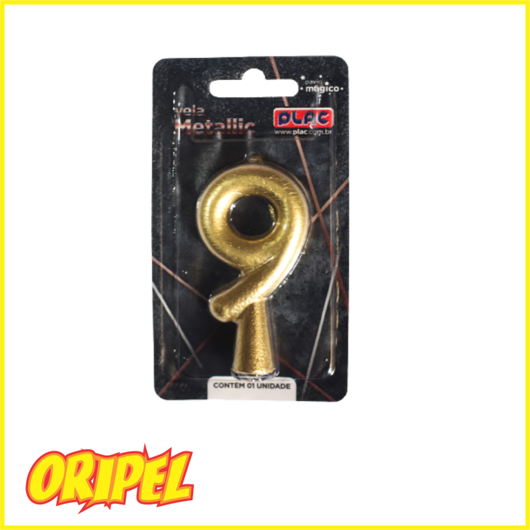 VELA ANIVERSARIO METALLIC OURO/9 PLAC