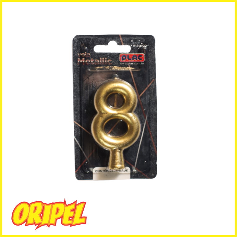 VELA ANIVERSARIO METALLIC OURO/8 PLAC