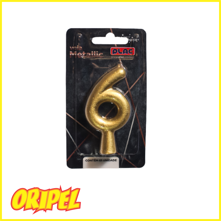 VELA ANIVERSARIO METALLIC OURO/6 PLAC
