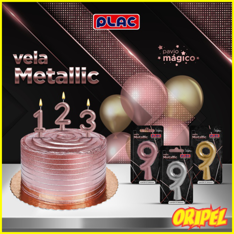 VELA ANIVERSARIO METALLIC OURO/6 PLAC