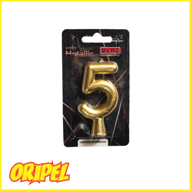 VELA ANIVERSARIO METALLIC OURO/5 PLAC