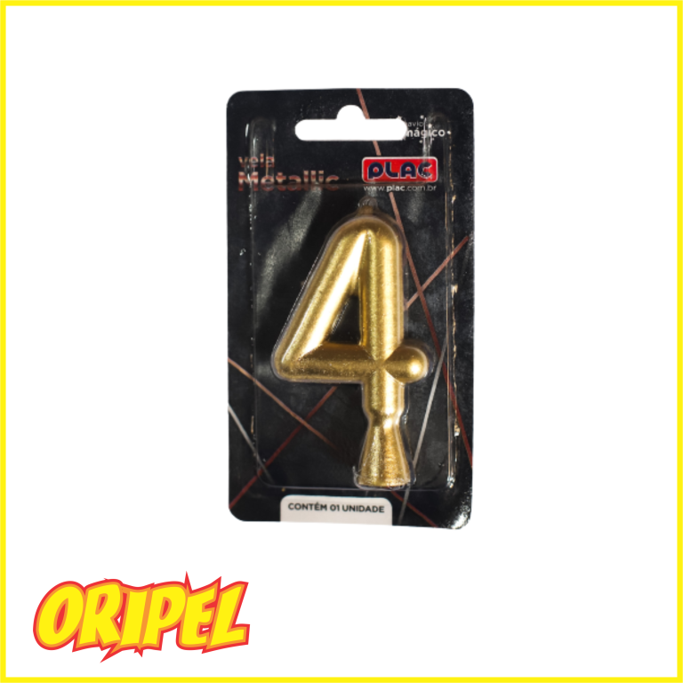 VELA ANIVERSARIO METALLIC OURO/4 PLAC