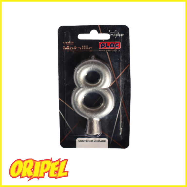 VELA ANIVERSARIO METALLIC PRATA/8 PLAC
