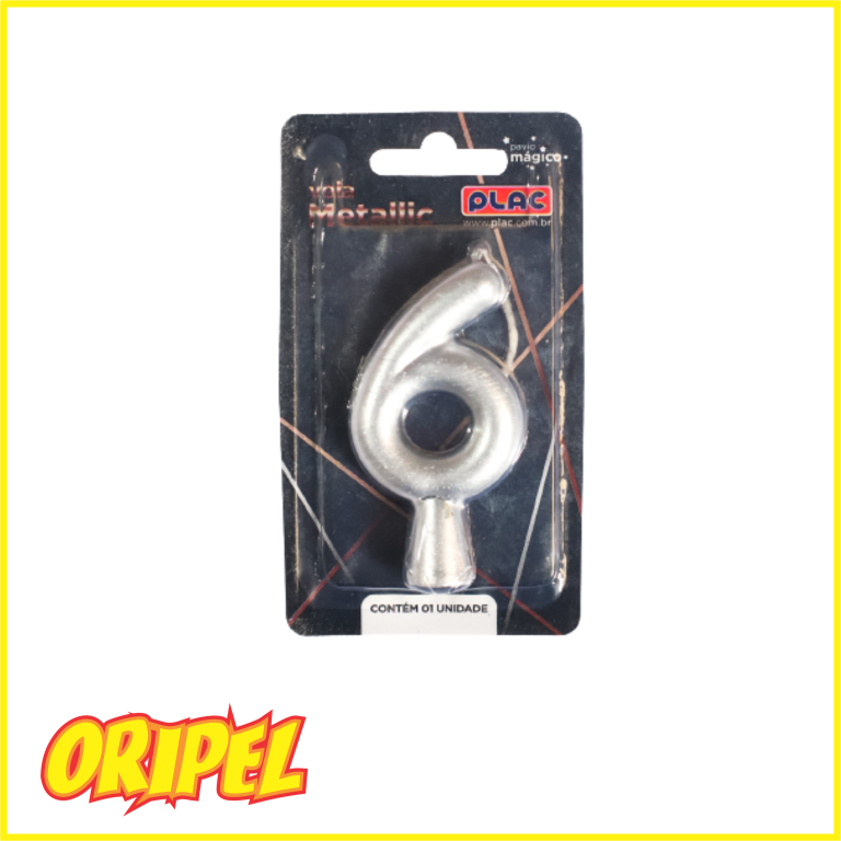 VELA ANIVERSARIO METALLIC PRATA/6 PLAC