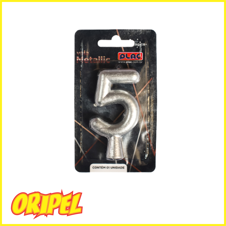 VELA ANIVERSARIO METALLIC PRATA/5 PLAC