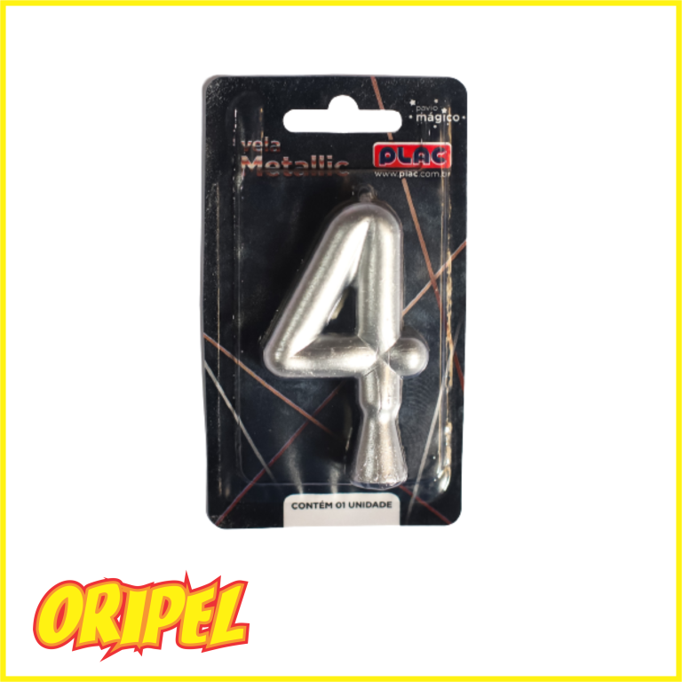 VELA ANIVERSARIO METALLIC PRATA/4 PLAC