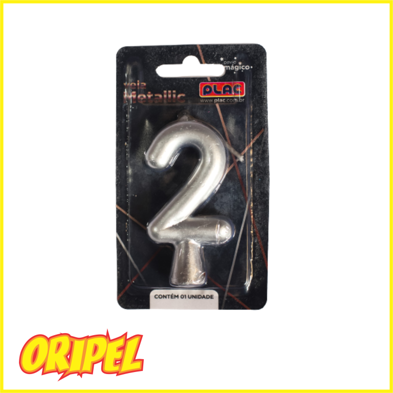 VELA ANIVERSARIO METALLIC PRATA/2 PLAC
