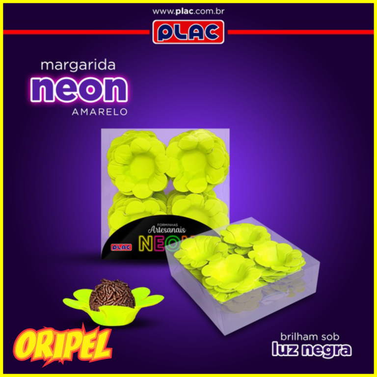 FORMINHA MARGARIDA NEON AMARELO PLAC 40UN