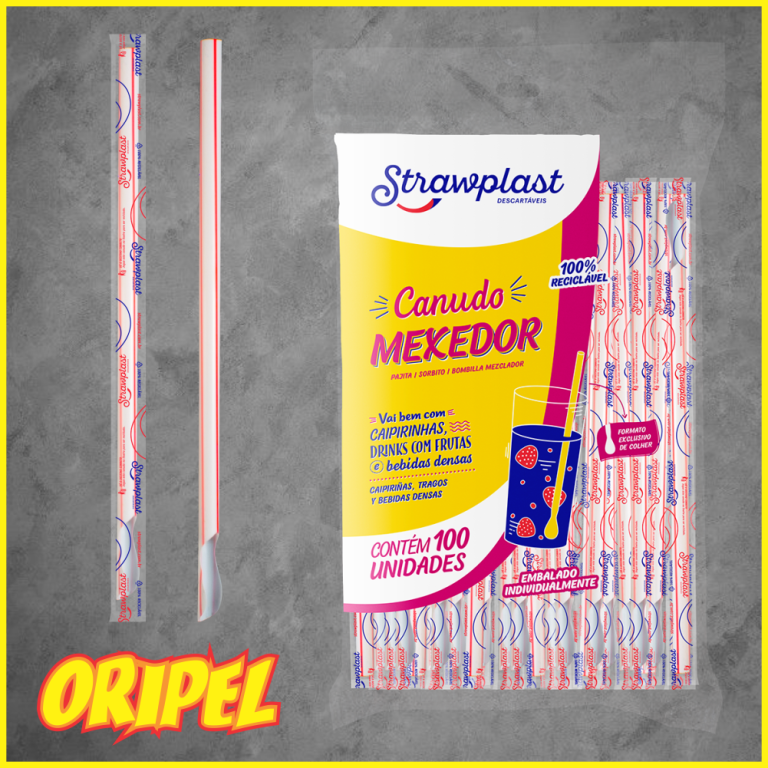 CANUDO MEXEDOR SACHE PLASTICO 6MMX17,5CM STRAWPLAST 100 UN