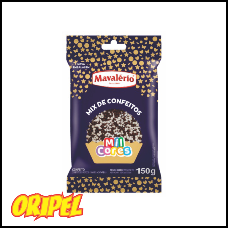 MIX DE CONFEITOS MARROM/BRANCO MAVALERIO 150G