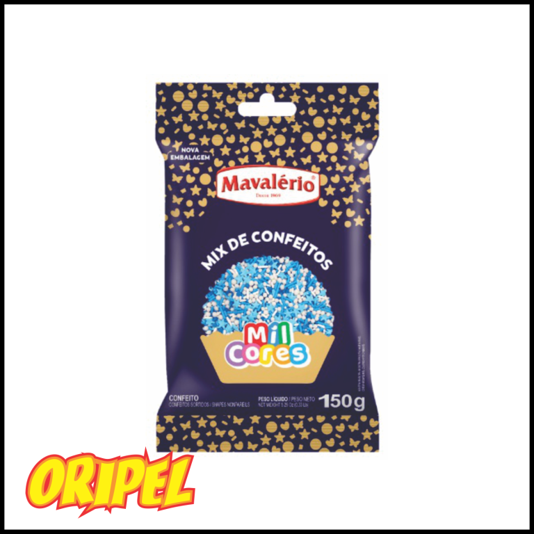 MIX DE CONFEITOS AZUL/BRANCO MAVALERIO 150G