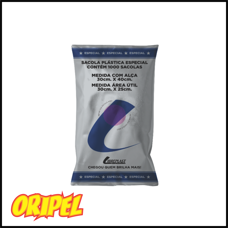 SACOLA ESPECIAL 30X40X1,3 BC/FD LIBREPLAST 1000 UN