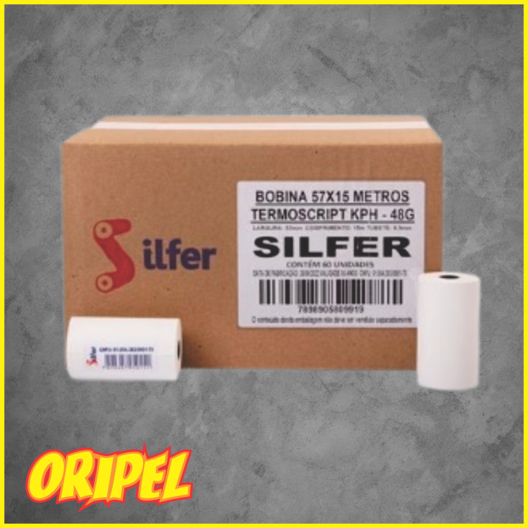 BOBINA TERMICA BRANCA 57MM X 15M/48G SILFER