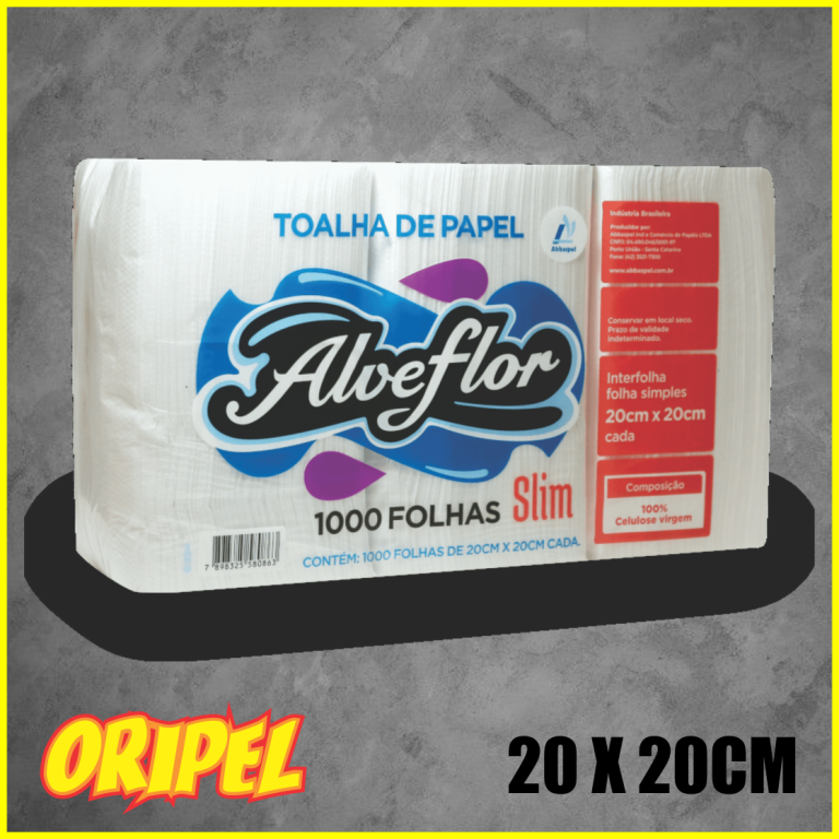 INTERFOLHA PAP. 2 DB/100% CELULOSE 20X20CM ALVEFLOR SLIM 1000 FLS